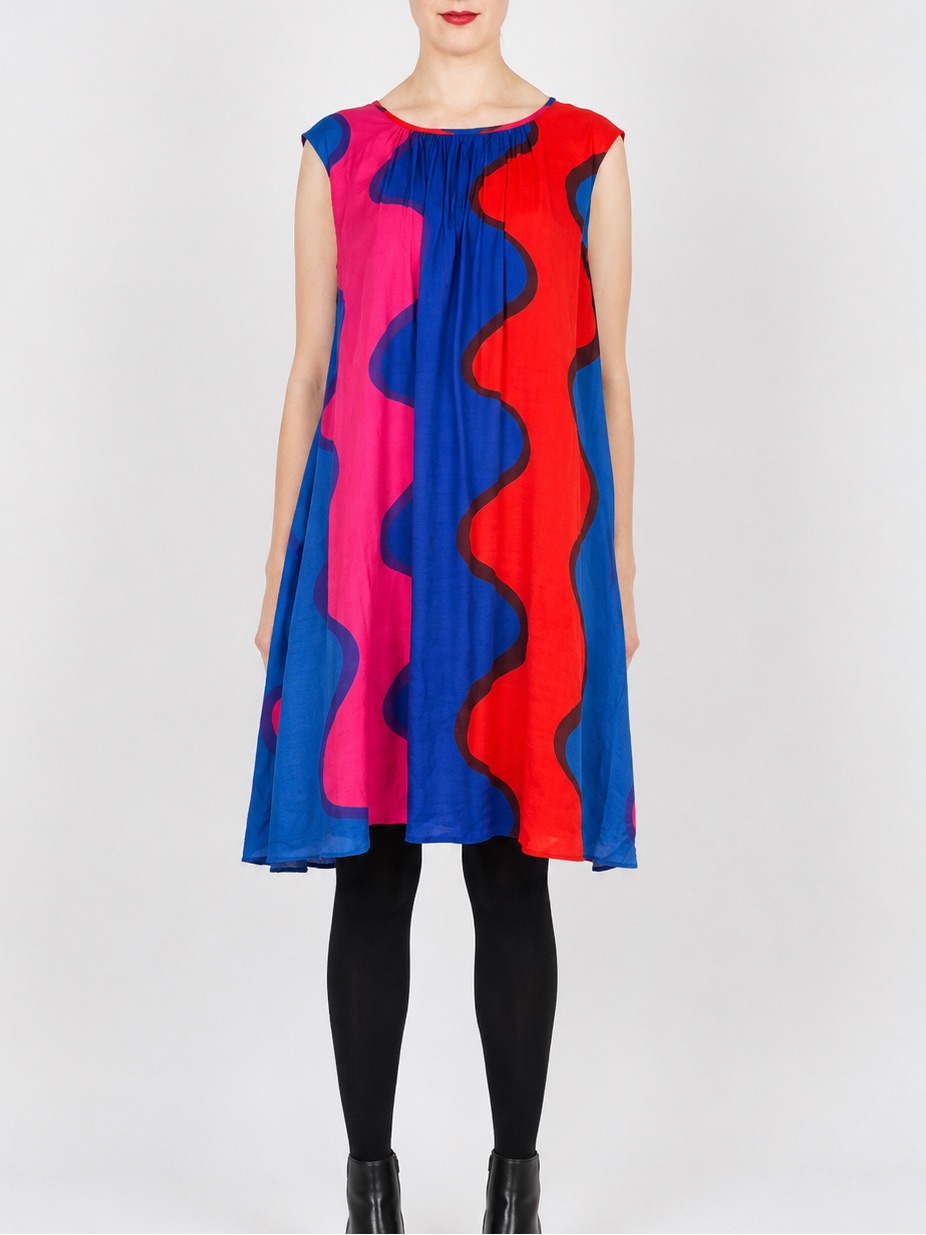 Marimekko Wavy Printed Multicolor Silk Blend Dress